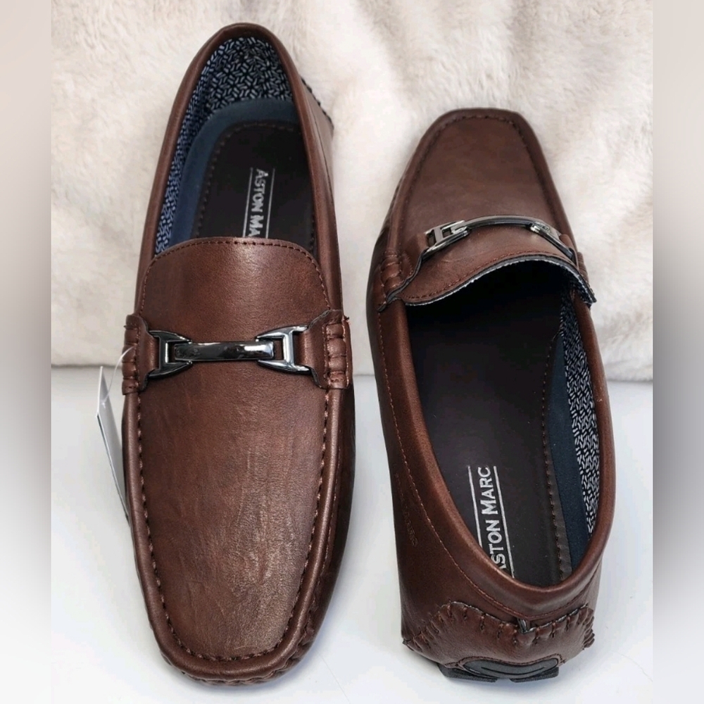 Aston Marc Men's Charter Bit Loafers Faux Leather Slip-On Size 9.5